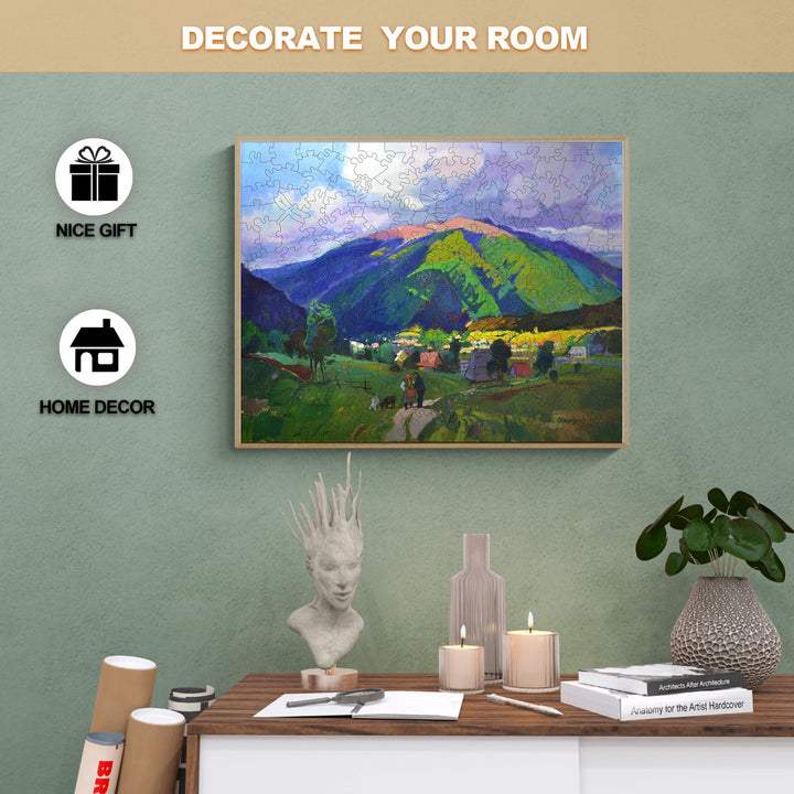 Colorful landscape art puzzle by Alexander Shandor, perfect for home decor and thoughtful gifts.
