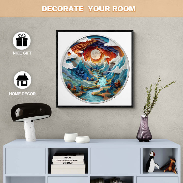 3D vision inside the cave-3 jigsaw puzzle displayed as home decor, perfect for gifts and room decoration.