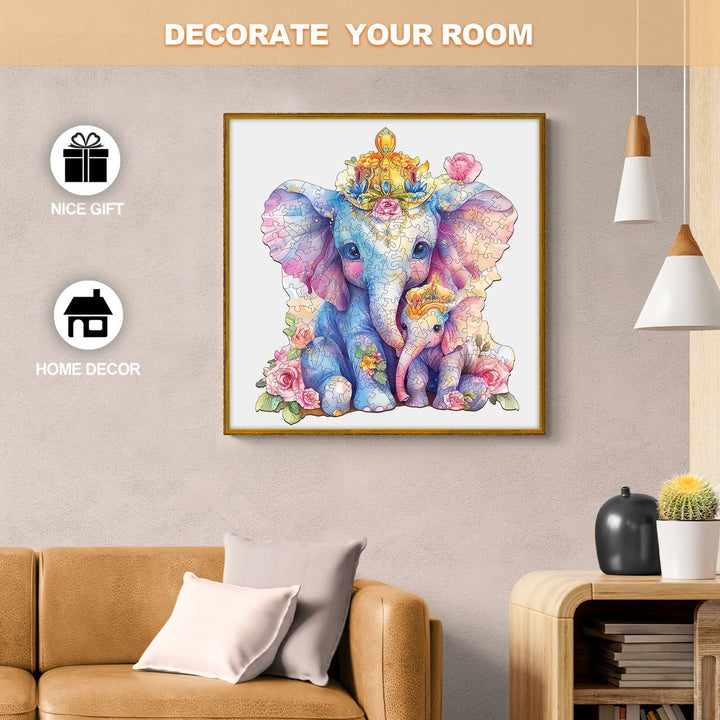 Vibrant parent-child elephant artwork for home decor, perfect as a nice gift to decorate your room.