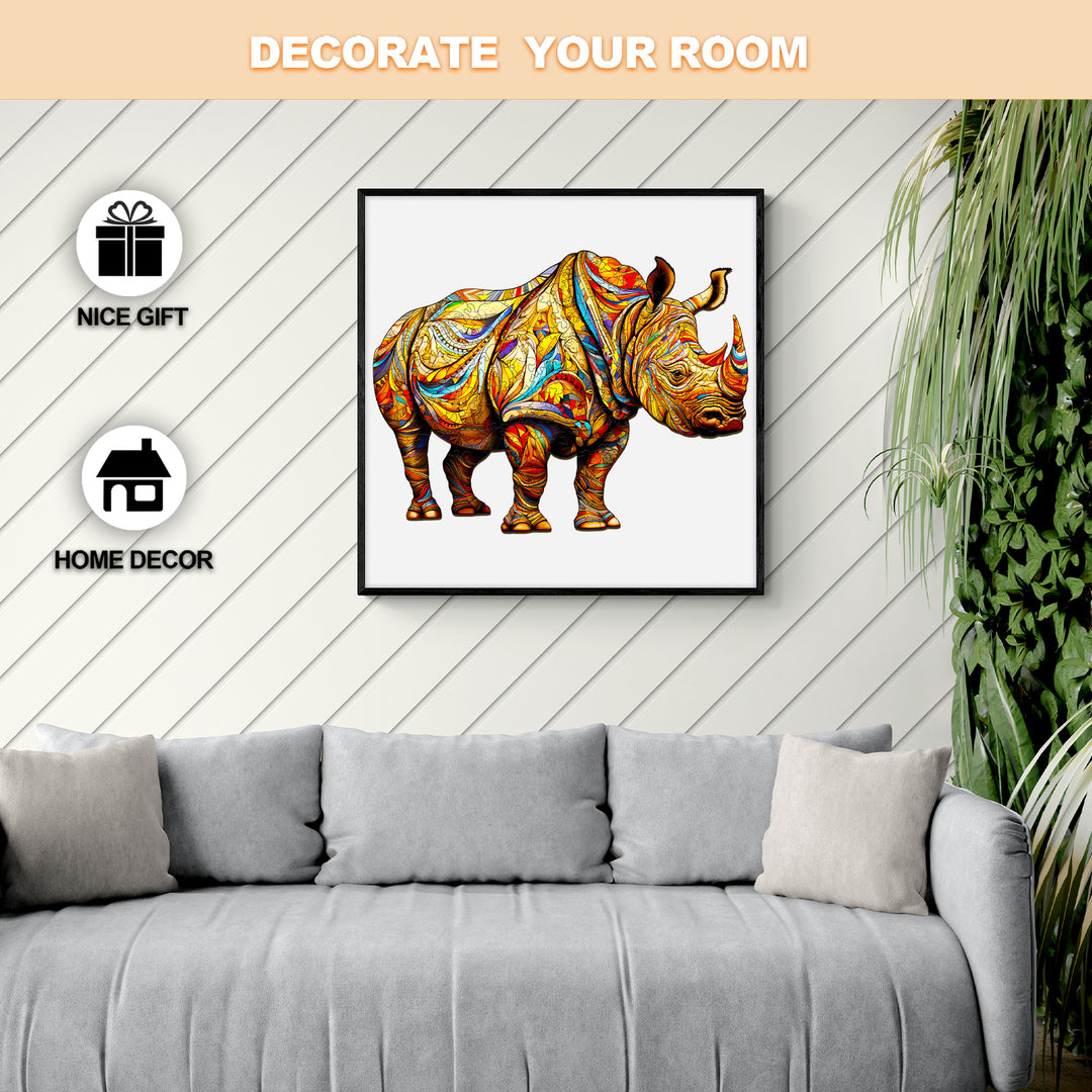 Fierce Rhinoceros Wooden Jigsaw Puzzle