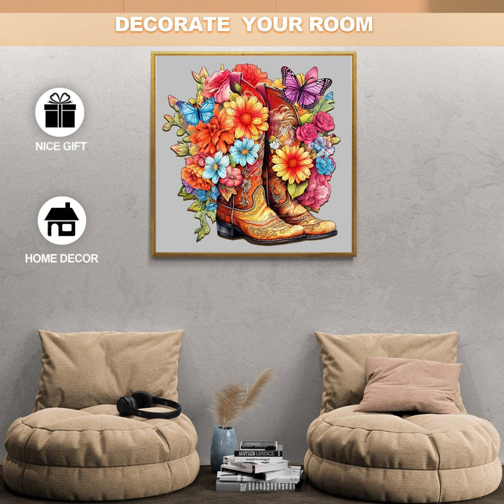 Cowgirl Boots Wooden Jigsaw Puzzle