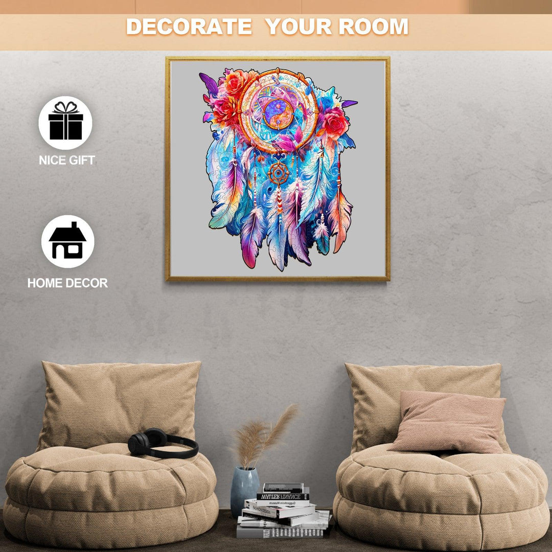 Yin Yang Dream Catcher Wooden Jigsaw Puzzle