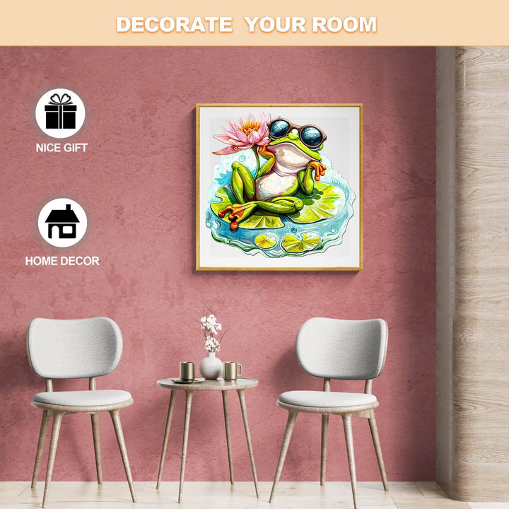 Leisurely Frog-1 wooden jigsaw puzzle for home decor, a fun gift that enhances focus and smart gameplay.