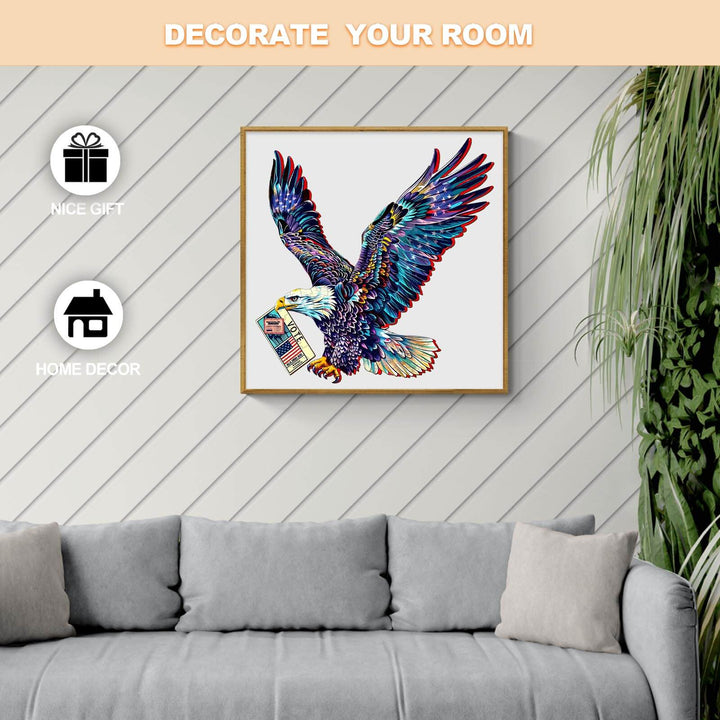Colorful Bald Eagle artwork as home decor, perfect for gifts and decorating your room.