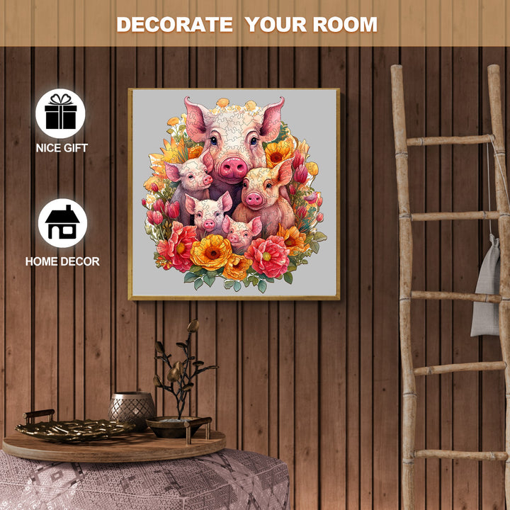 Mother Pig And Piglet-1 Wooden Jigsaw Puzzle