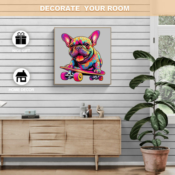 Skate Frenchie Wooden Jigsaw Puzzle