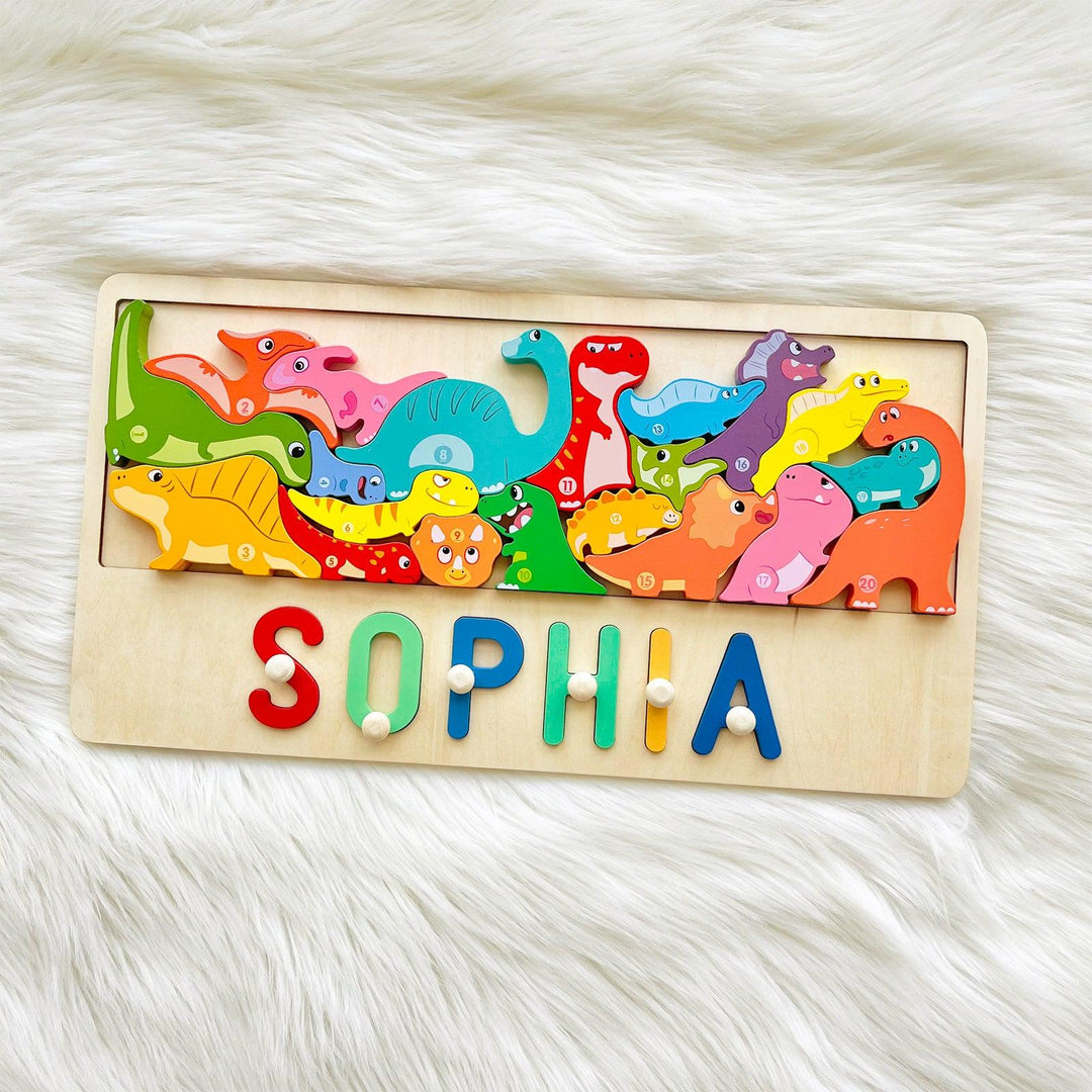 Personalized Baby Name Puzzle With Dinosaur