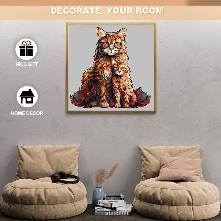 Maine Coon Family Wooden Jigsaw Puzzle