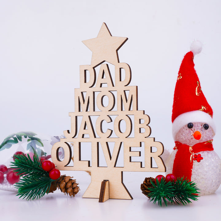 Personalized Christmas Tree Name Wooden Plaque