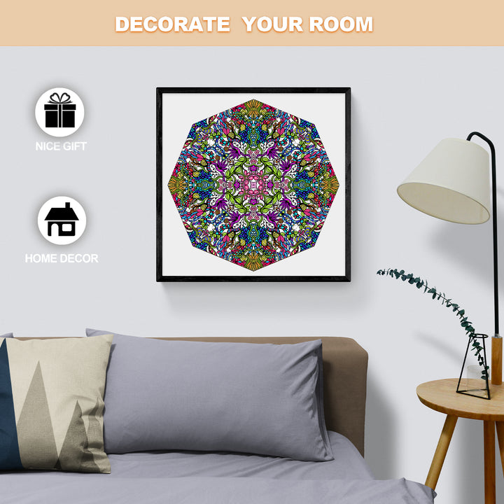 Vibrant hexagonal doodle art print by Lori Anne McKague, perfect for home decor and gifts.