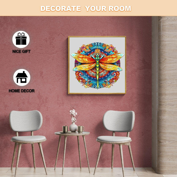 Colorful mandala dragonfly artwork, perfect for home decor and a nice gift to decorate your room.