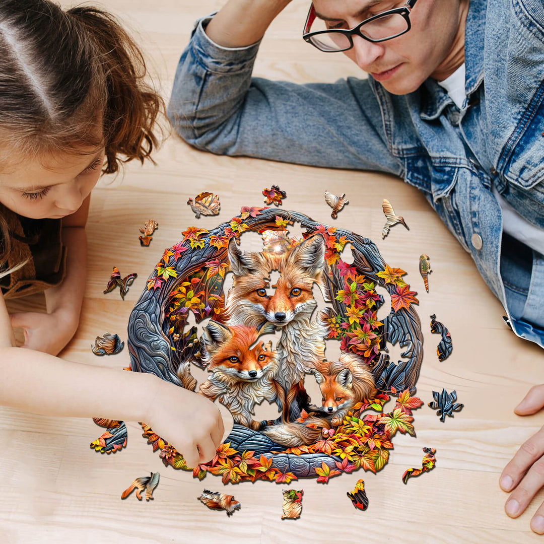 Parent-child fox Wooden Jigsaw Puzzle
