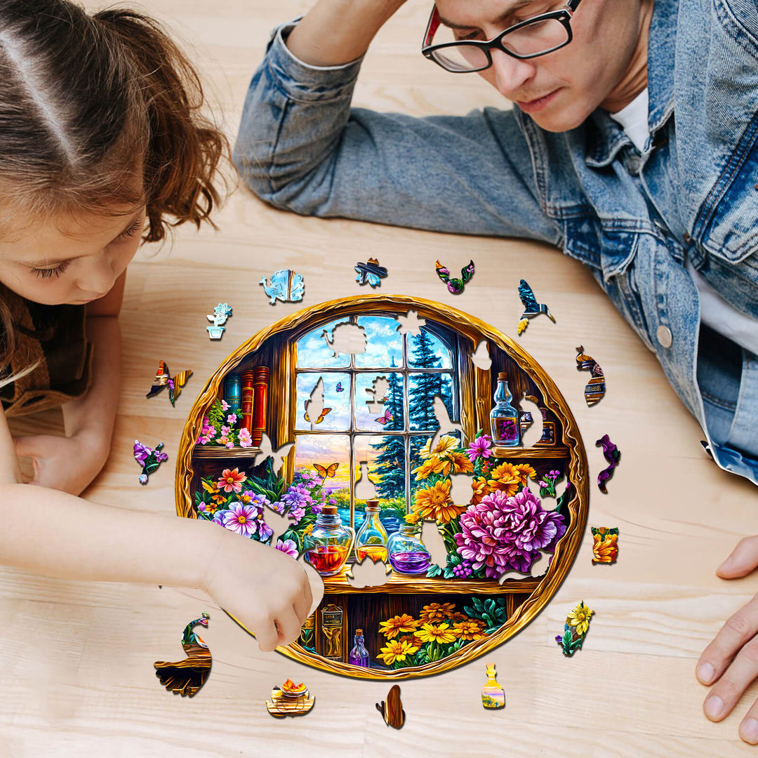 Dreamy window  Wooden Jigsaw Puzzle