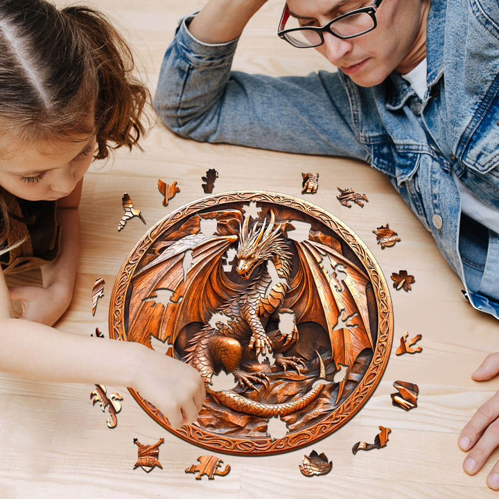 3D sculpture dragon Wooden Jigsaw Puzzle