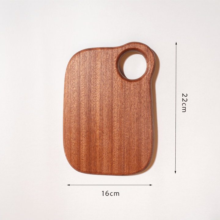 Ring-shaped mini walnut cutting board, 16cm x 22cm, BPA-free, eco-friendly and hygienic for baby food preparation.
