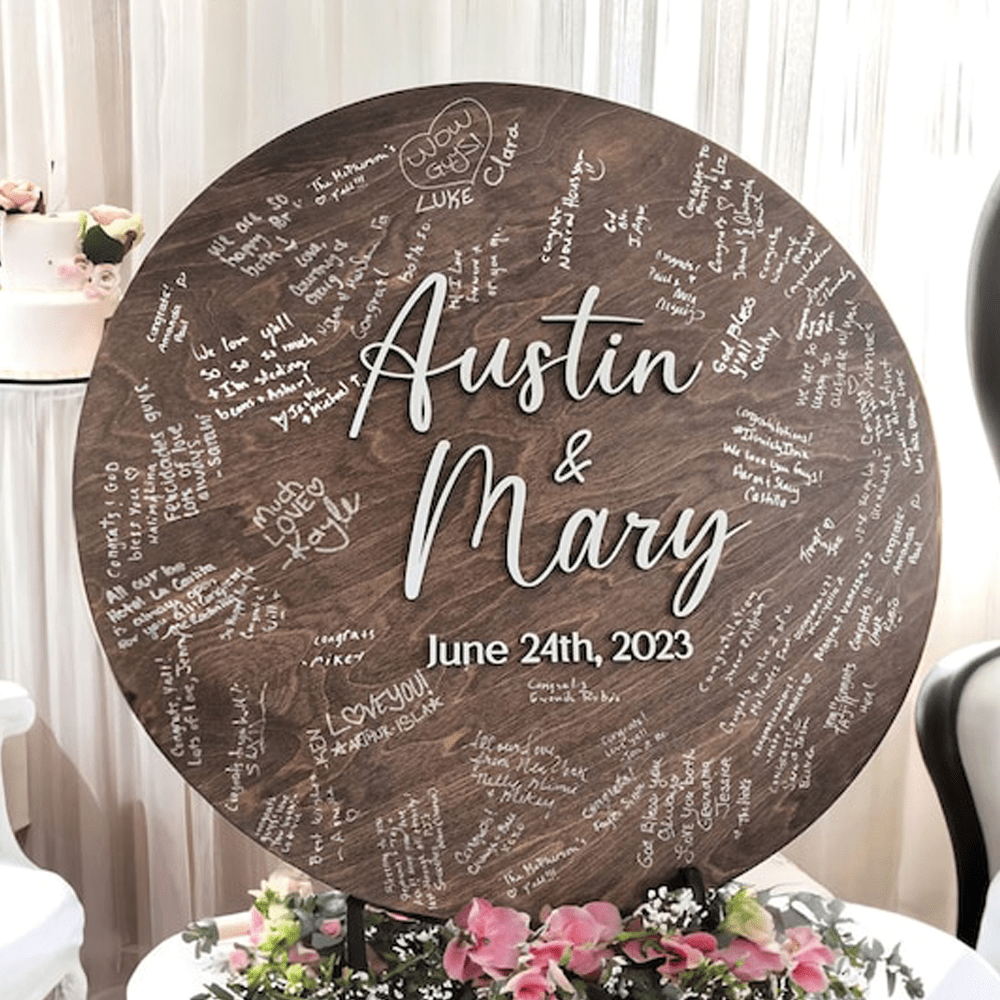 Tableau d'inscription personnalisé pour les invités de mariage