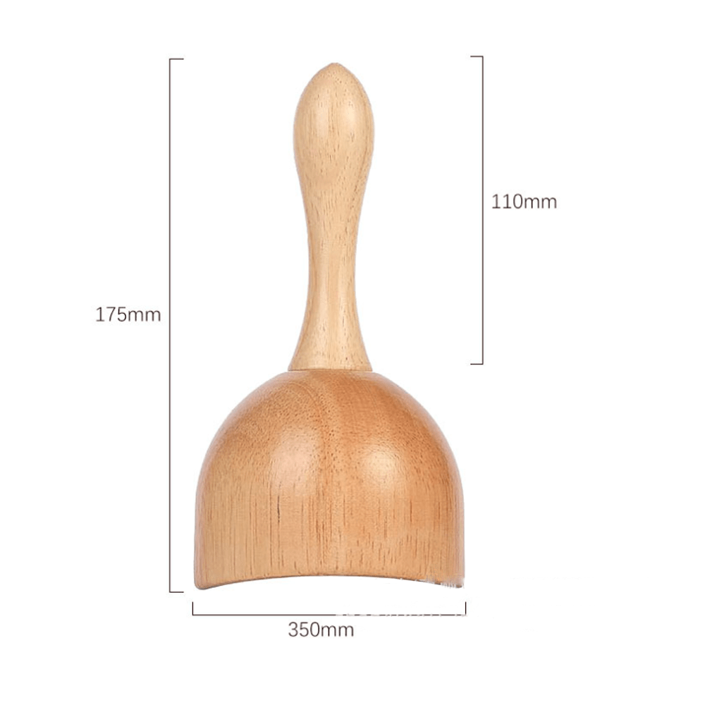 Wooden meridian massage stick designed for home health, promoting circulation and stress relief, dimensions included.