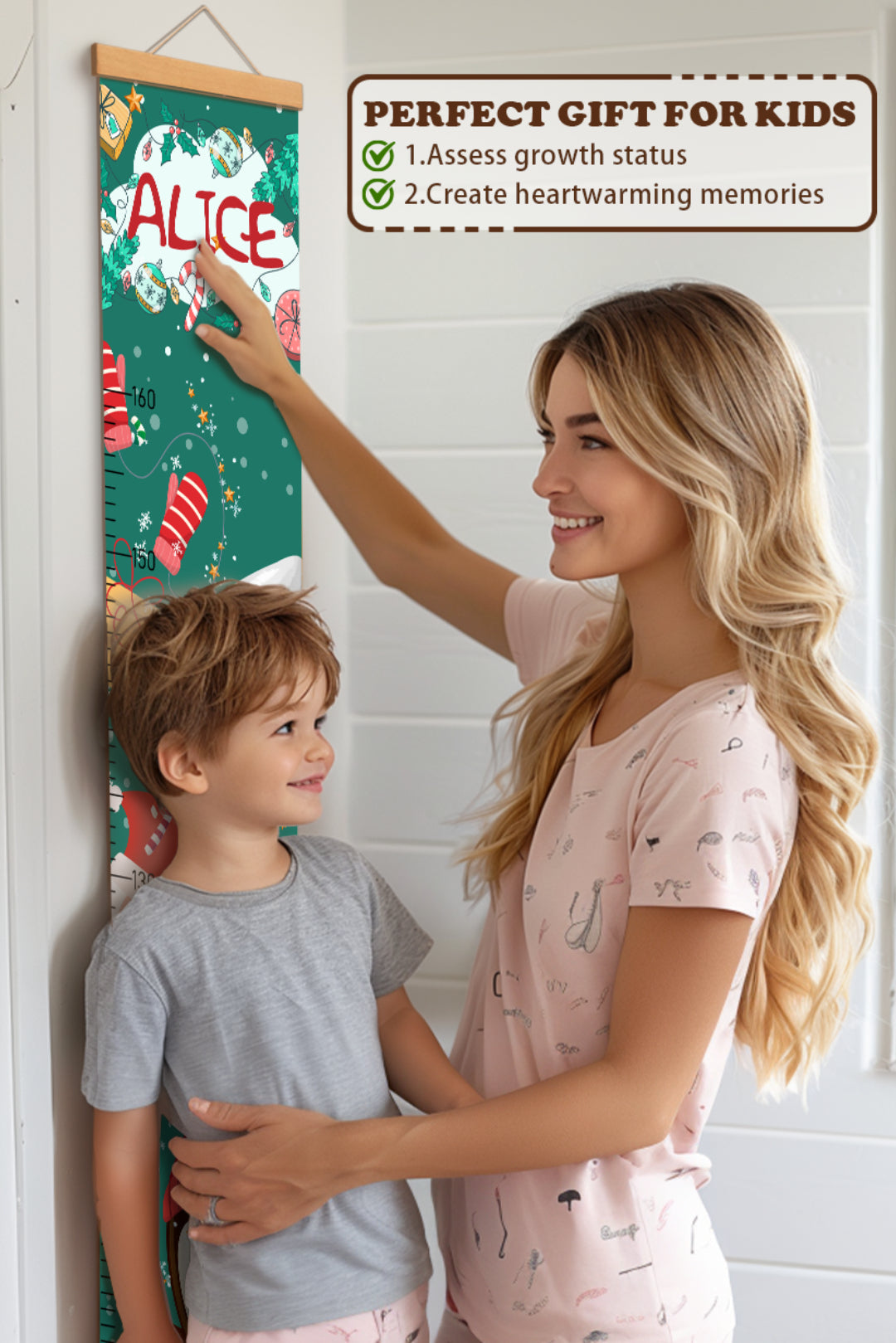 Règle de hauteur en toile suspendue Père Noël personnalisée
