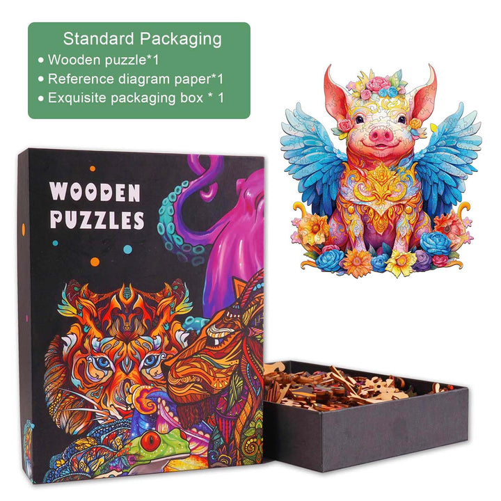 Angel Pig Wooden Jigsaw Puzzle