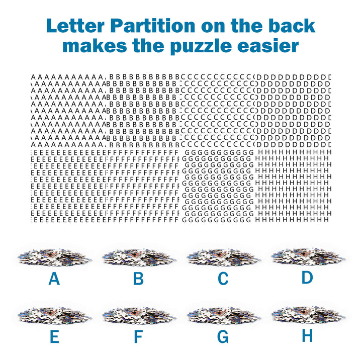 Puzzle backing with letter partition for easier assembly of the Aircraft Carrier jigsaw puzzle.