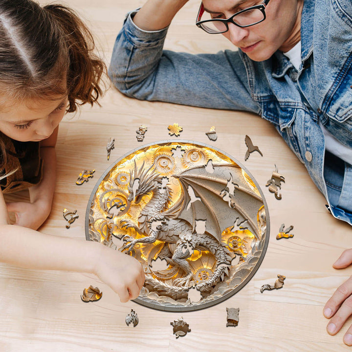3D paper dragon Wooden Jigsaw Puzzle