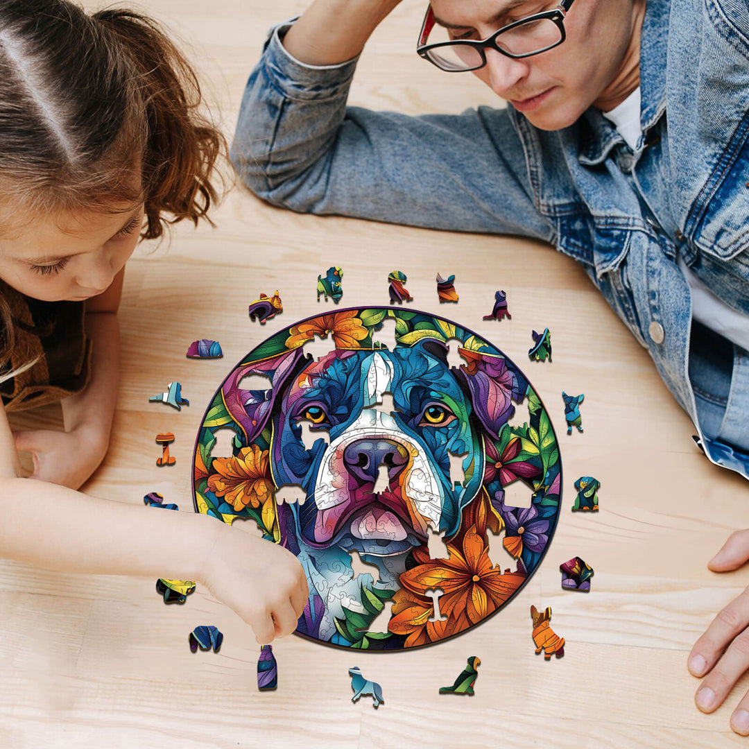 Blooming Loyalty dog Wooden Jigsaw Puzzle