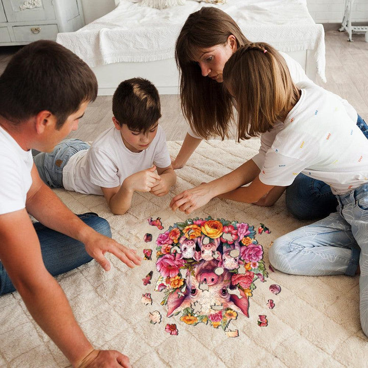 Mother Pig And Piglet-2 Wooden Jigsaw Puzzle