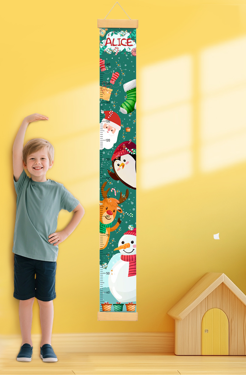 Règle de hauteur en toile suspendue Père Noël personnalisée