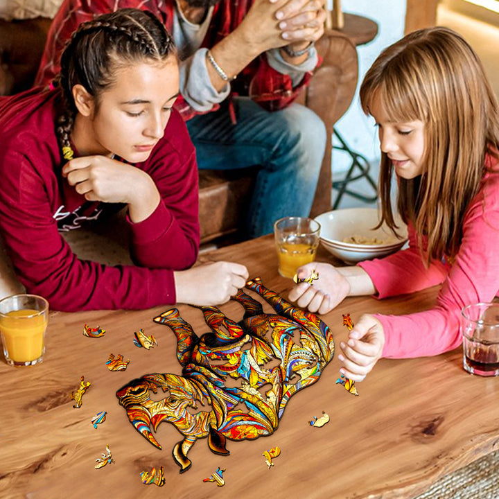 Fierce Rhinoceros Wooden Jigsaw Puzzle