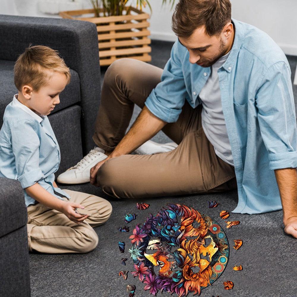 Yin-Yang Lion 2 Wooden Jigsaw Puzzle