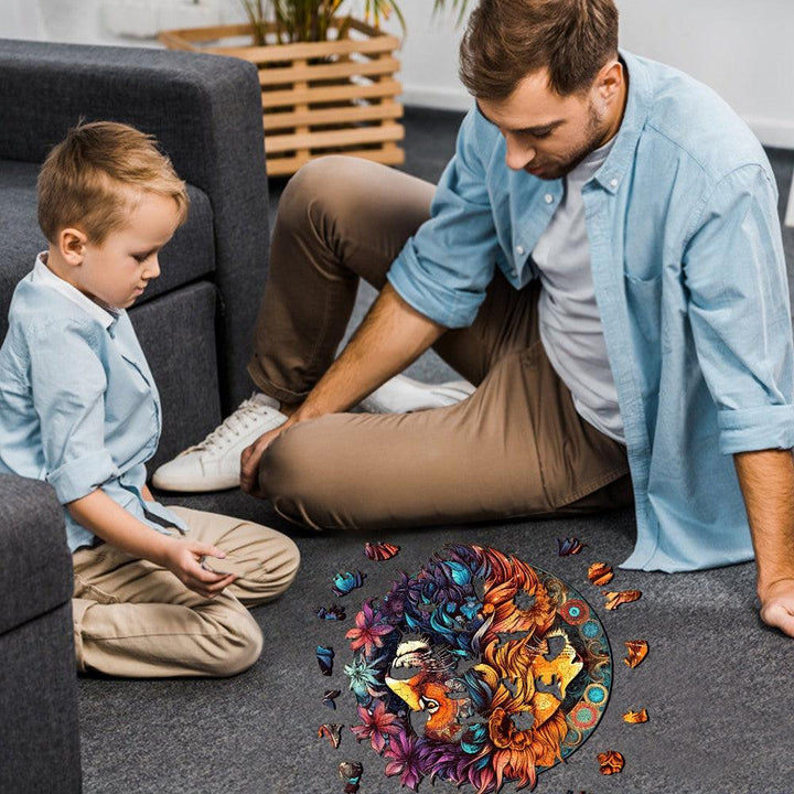 Yin-Yang Lion 2 Wooden Jigsaw Puzzle
