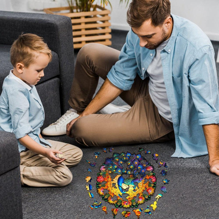 Peacock Family Wooden Jigsaw Puzzle