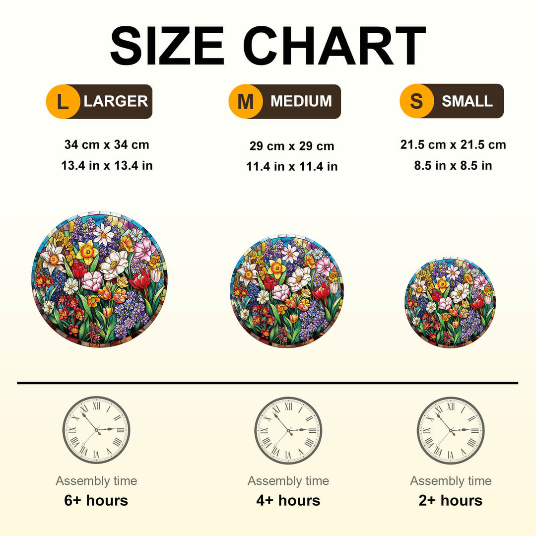 Stained Glass Flowers Wooden Jigsaw Puzzle