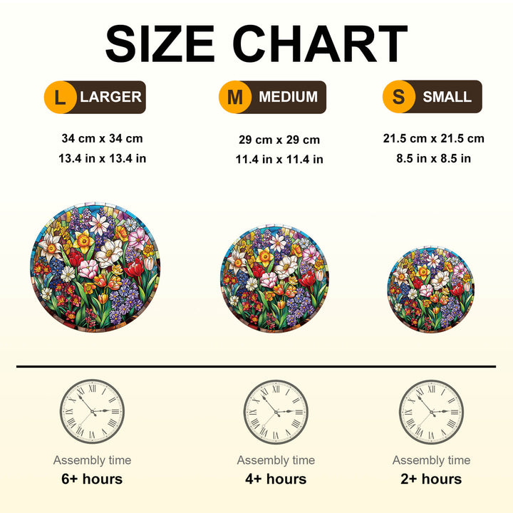 Stained Glass Flowers Wooden Jigsaw Puzzle