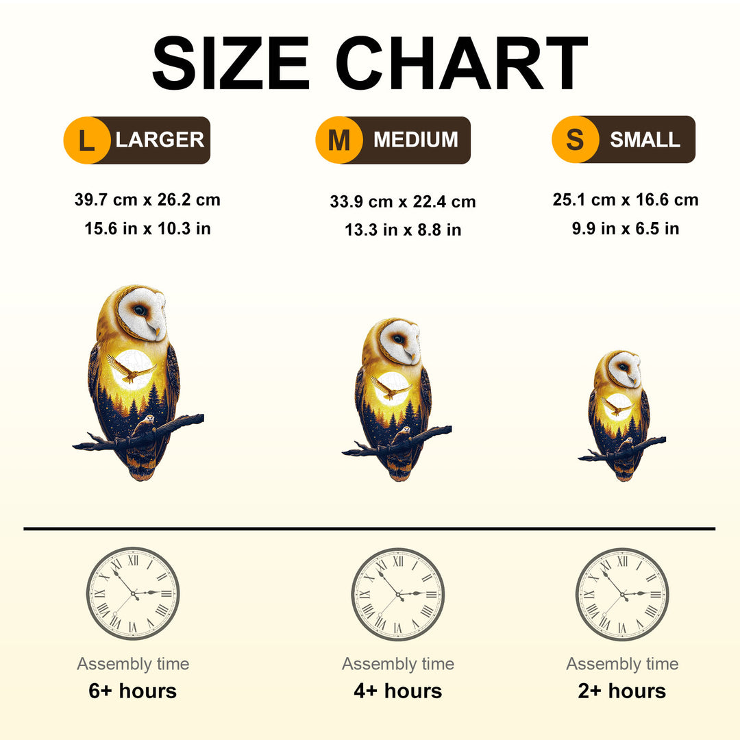 Moonlight Snow Owl Wooden Jigsaw Puzzle