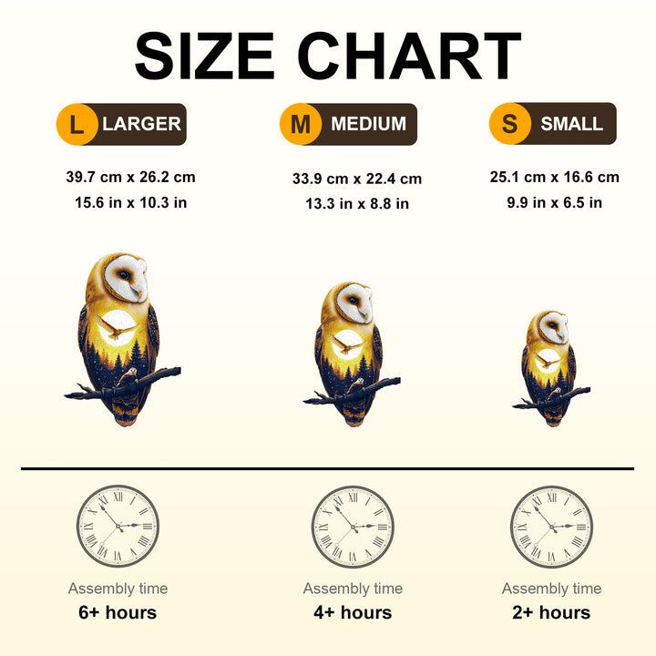 Moonlight Snow Owl Wooden Jigsaw Puzzle