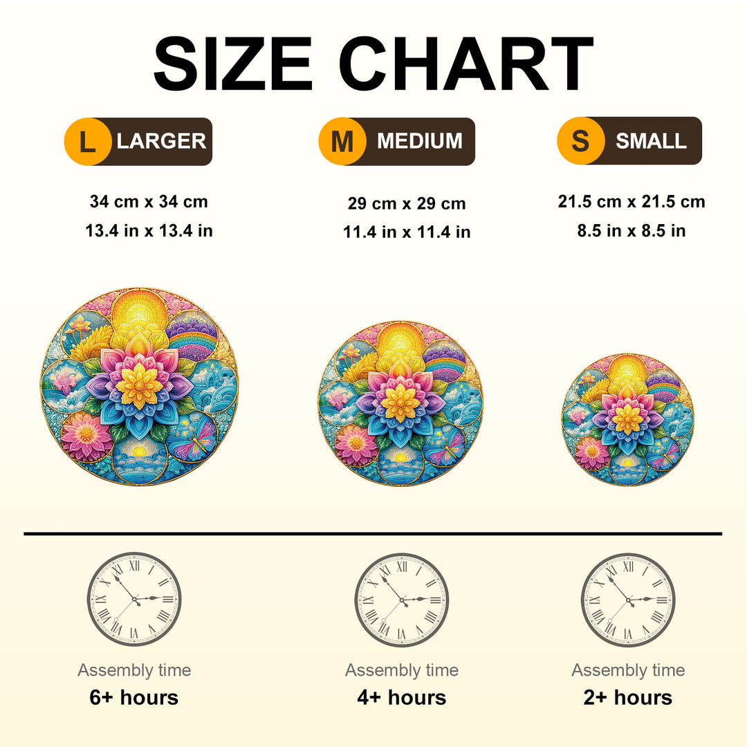 Colorful Mandala Wooden Jigsaw Puzzle
