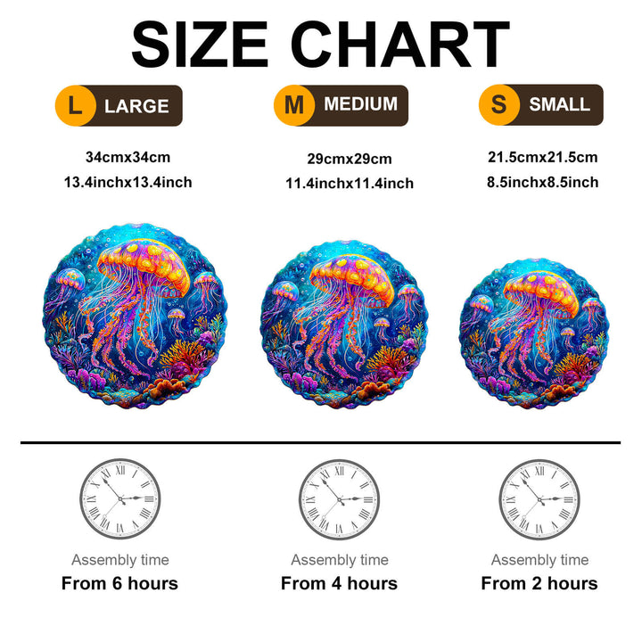 Multicolor jellyfish  Wooden Jigsaw Puzzle