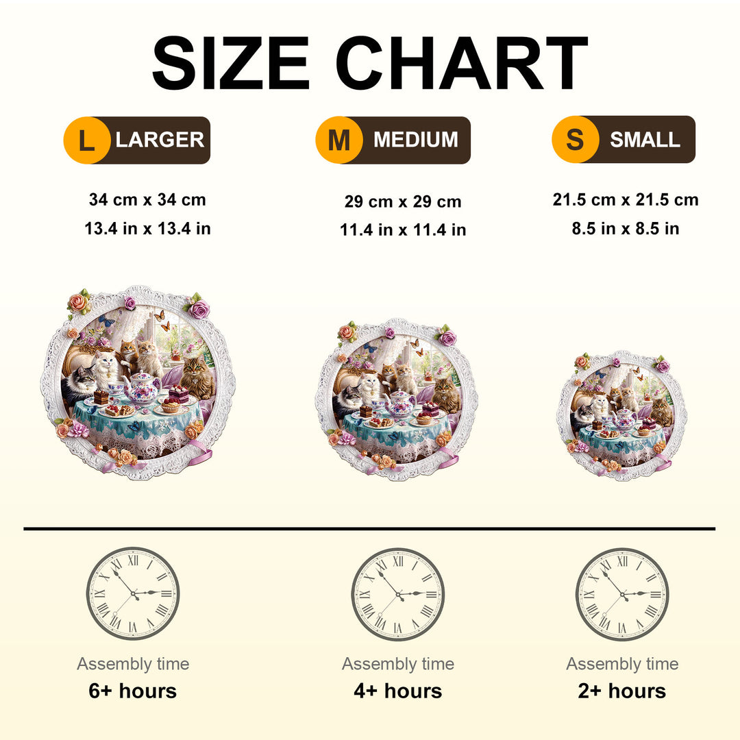 Cat Tea Time Wooden Jigsaw Puzzle