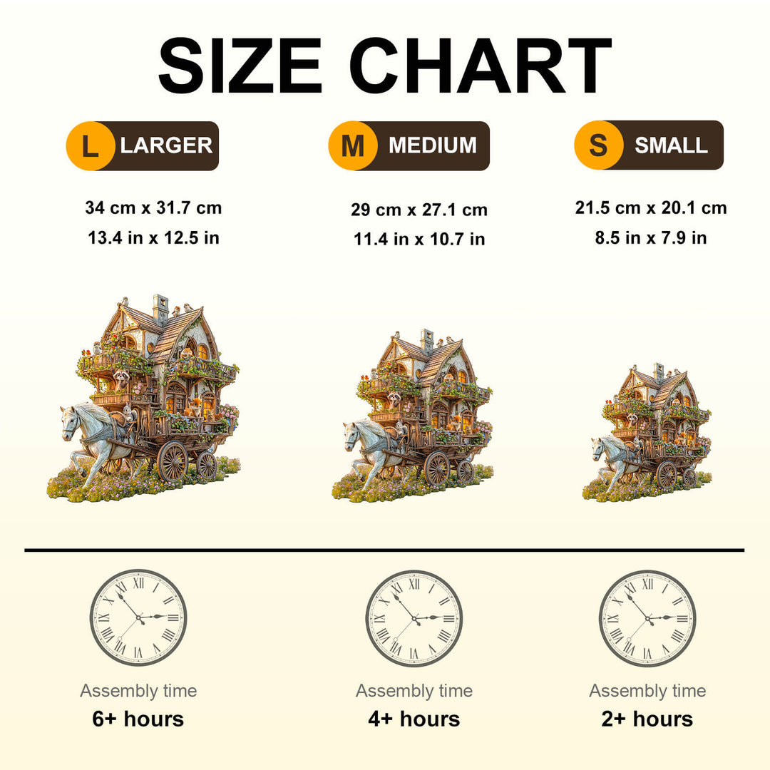 Puzzle en bois en forme de carrosse animalier