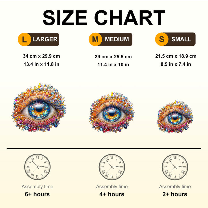 Puzzle en bois avec yeux en pierres précieuses
