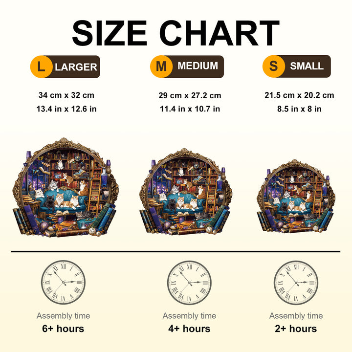 Cat Library Adventure Wooden Jigsaw Puzzle