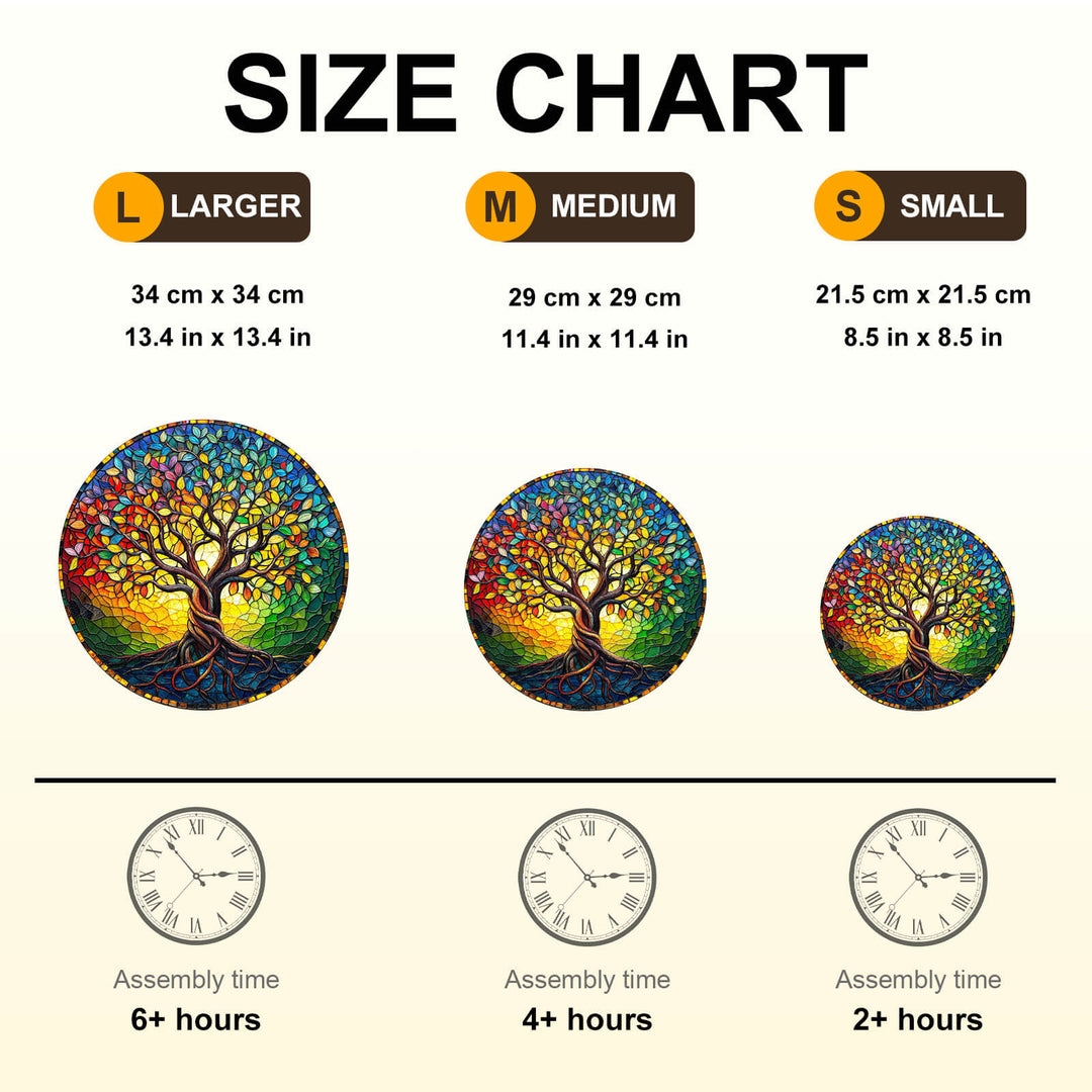 Colored glass life tree-2 Wooden Jigsaw Puzzle