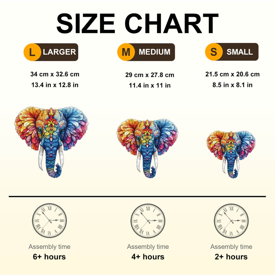 Florales Elefanten-Holzpuzzle