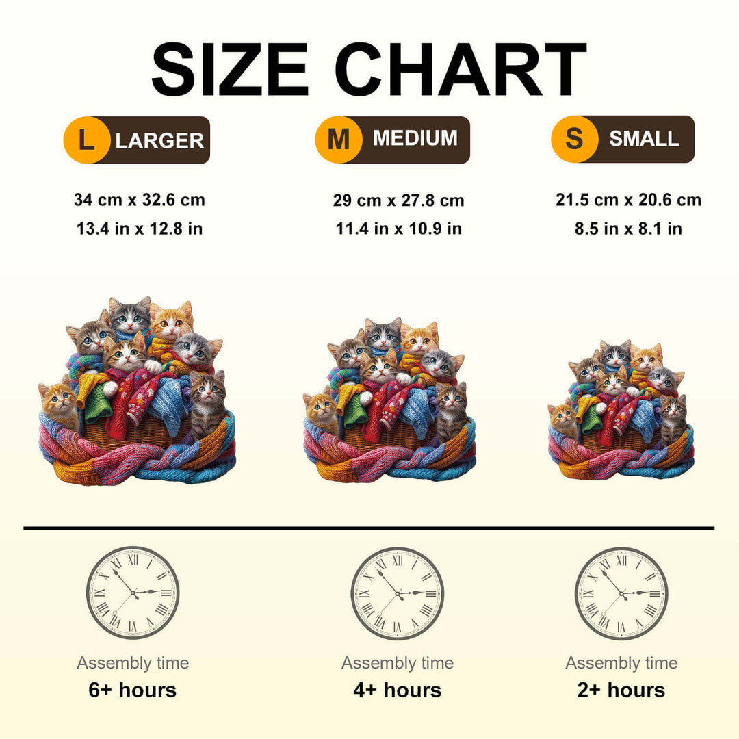 Buntes Stoffkatzen-Holzpuzzle