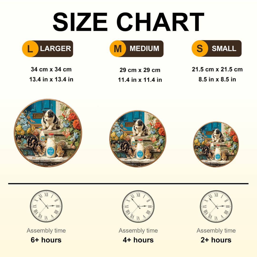 Animals drink milk time Wooden Jigsaw Puzzle