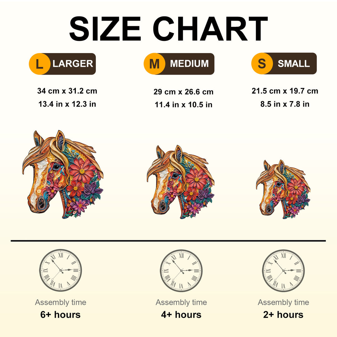 Floral Horse Wooden Jigsaw Puzzle