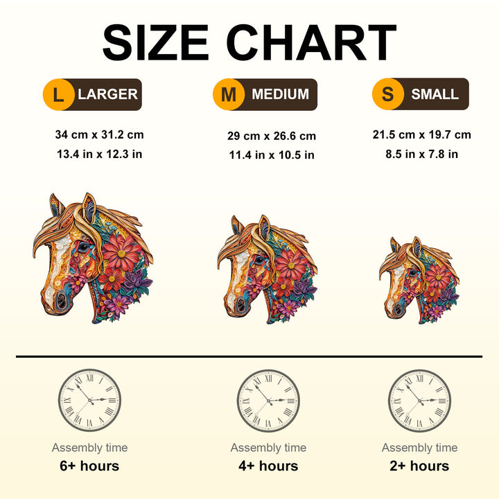 Floral Horse Wooden Jigsaw Puzzle