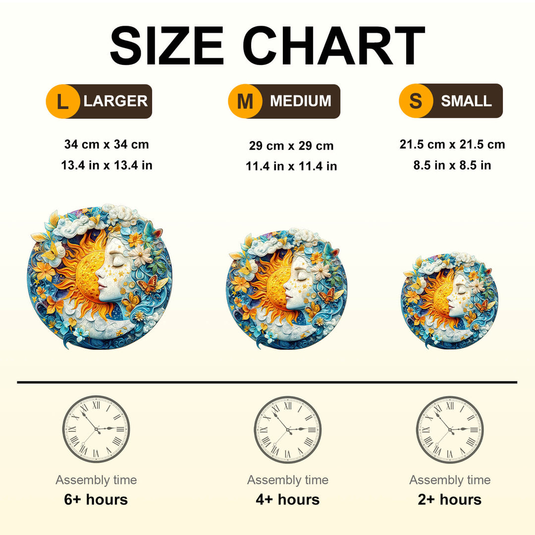 Moon sun and girl Wooden Jigsaw Puzzle