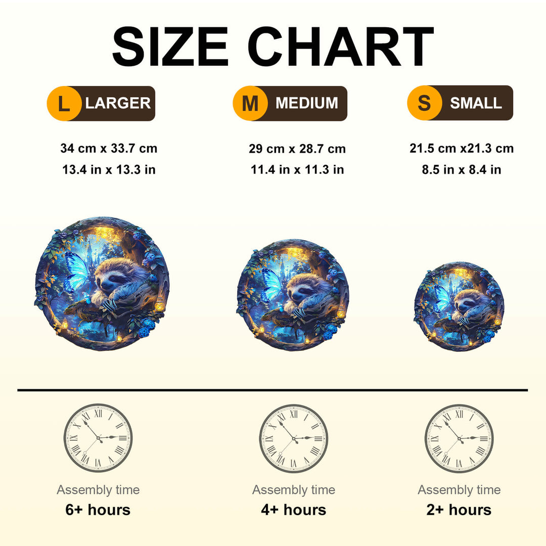 Butterfly and Sloth-2 Wooden Jigsaw Puzzle